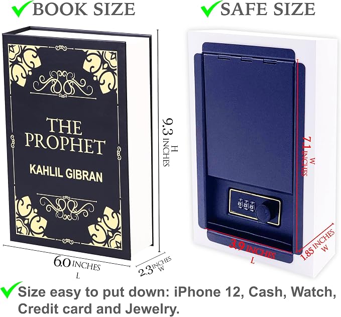 The Prophet Diversion Book Safe with Real Pages,Hidden Safe Secret Storage,Small Safe with Key Lock,Lock Box for Cash Jewelry,Cash Box,Gun Safe - Image 8