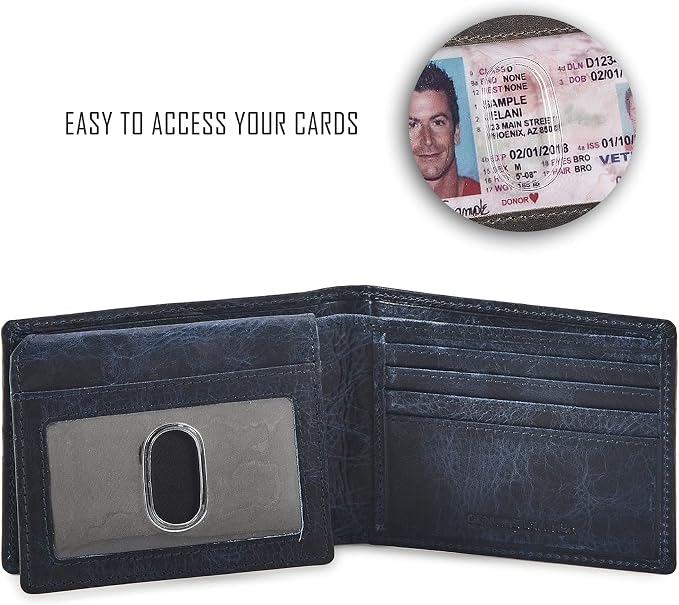 Wallet for Men Slim RFID Blocking Leather Bifold Minimalist 2 ID Windows Gift Box Carteras Para Hombres (DISTRESSED, NIGHT SKY) - Image 5