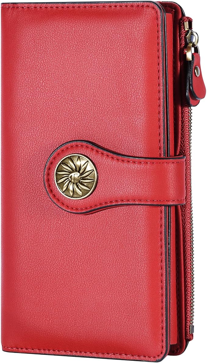 Travelambo Women's Wallet RFID Blocking Trifold Clutch Large Capacity Credit Card Holder Travel Purse by Travelambo
