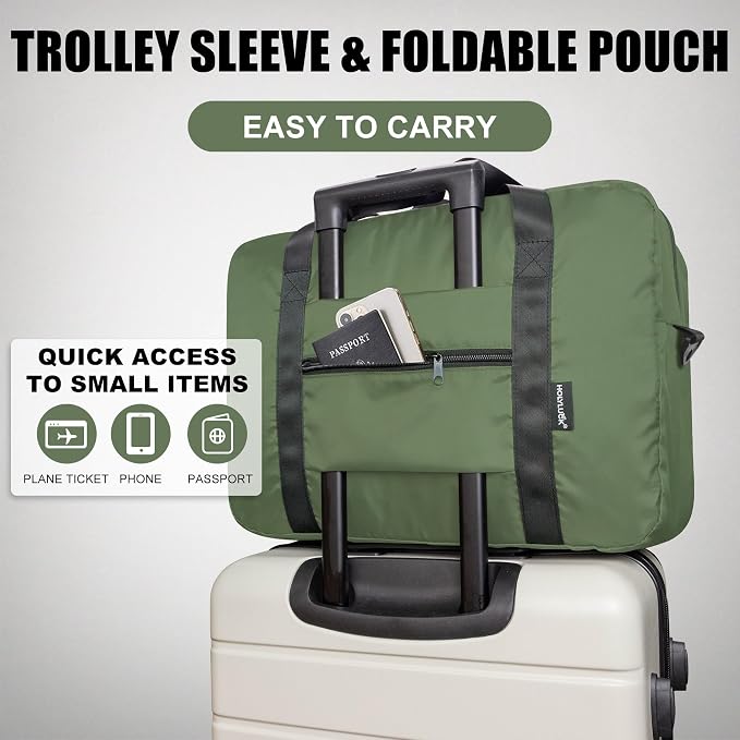 Duffle Bag for Travel Foldable Personal Item Travel Bag, 40L, Army Green | Carry On Duffel Bag Women Men Frontier Airlines Personal Item Bag Hospital Weekend Overnight Trips - Image 4
