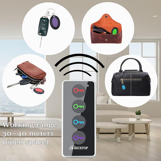 Key Finder Locator RF Wireless Remote Item Tracker with 4 Receivers | No App Required | 131FT Working Range | Ultra-Long Battery Life | 80dB | Built-in Flashlight - Image 3