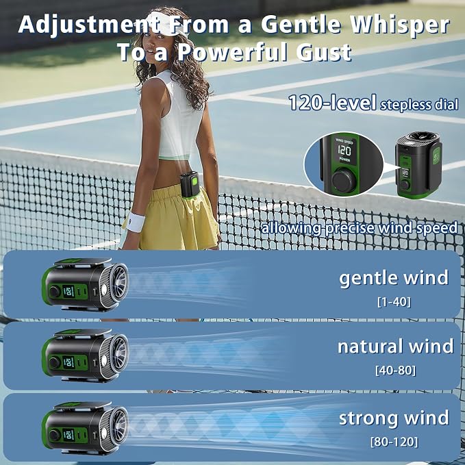 Portable Fan,Waist Clip Fan, Clip-On Personal Turbo Cooling Fan | 120-Speed Adjustable Rechargeable Clip On Waist Bladeless Fan with LED flashlight for Outdoor,Travel,Camping - Image 4