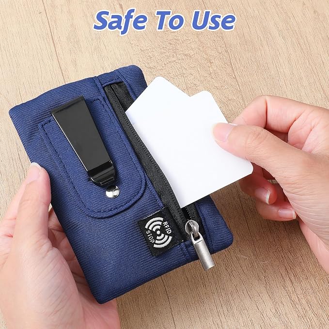 Money Clip, RFID Belt Wallet Travel Wallet Blocking Clip Pocket for Cards Pickpocket Hidden Clips Stash Credit Card Holder Compact Thin Anti-Theft for Traveling(Dark Blue) - Image 3