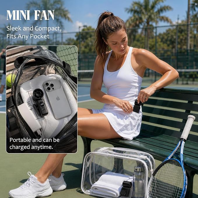 Portable Handheld Fan, Mini Clip On Fan with 4 Speeds, 0.26lb mini fan | Type C Fast Charging, Power Display, Handheld & Clip-On Dual Mode, 0.26lb Personal Fan for Travel, Office, Outdoor, Stroller - Image 6