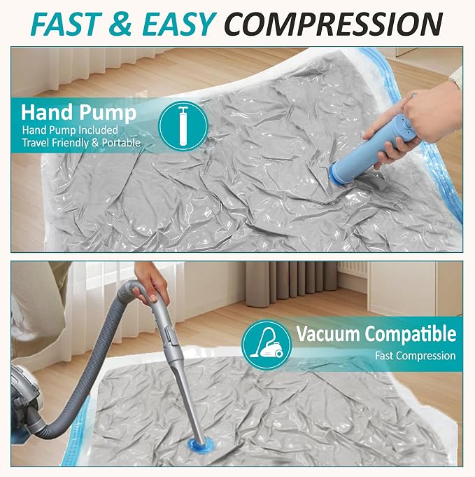 Cozy Essential Vacuum Storage Bags, 80% Compression Vacuum Seal Space Saver Plastic Packaging Bags for Clothes, Blankets, Pillow, Bedding, Comforters, Sealer Clothing Storage,35 Combo - Image 6
