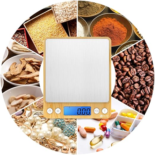 AMIR Digital Kitchen Scale, 500g Mini Pocket Jewelry Scale, Cooking Digital Food Scale with Back-Lit LCD Display, 2 Trays, 6 Units (Battery Included) - Image 6
