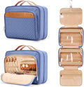 Travel Hanging Toiletry Bag for Women, Cruise Ship Essentials, with Jewelry Organizer, Extra Large Makeup Dopp Kit, Waterproof Cosmetic Bags, Toiletries Kit Set with Trolley Belt, Blue by COOSKY
