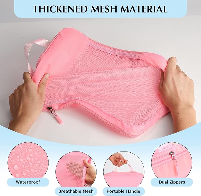 PFEYRPK Lightweight Compression Packing Cubes for Suitcases, Compressible Expandable Travel Packing Organizer with Clear Toiletries and Backpack Bag, Travel Essentials for Carry on Luggage 7 Set - Image 4