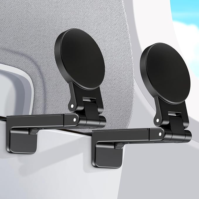 CreaDream 2 Pack Airplane Phone Holder Mount for Magsafe, Plane Travel Essentials Foldable Phone Stand with 360° Rotation, Women Men Long Flight Must Haves Travel Accessories for Desk, Tray Table by CELLPHONESTAND