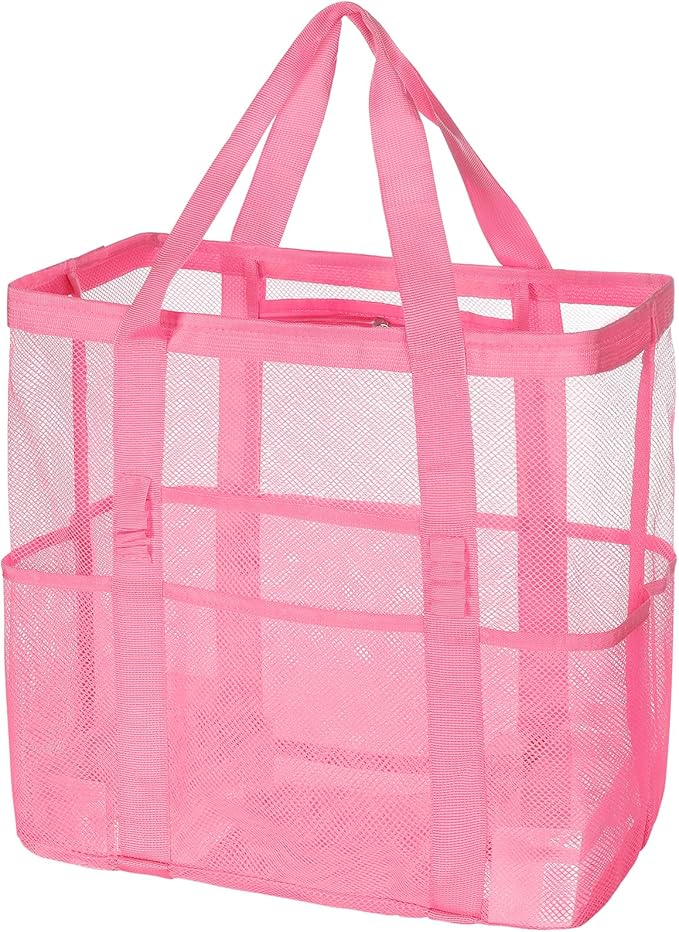 Tavaleu Mesh Beach Bag, Large Capacity Beach Tote, Multi Pockets, Sandproof | Mesh Material, Multiple Storage Pockets, Lightweight & Foldable Design, For Beach & Pool Use, Easy to Clean & Quick Dry by Tavaleu