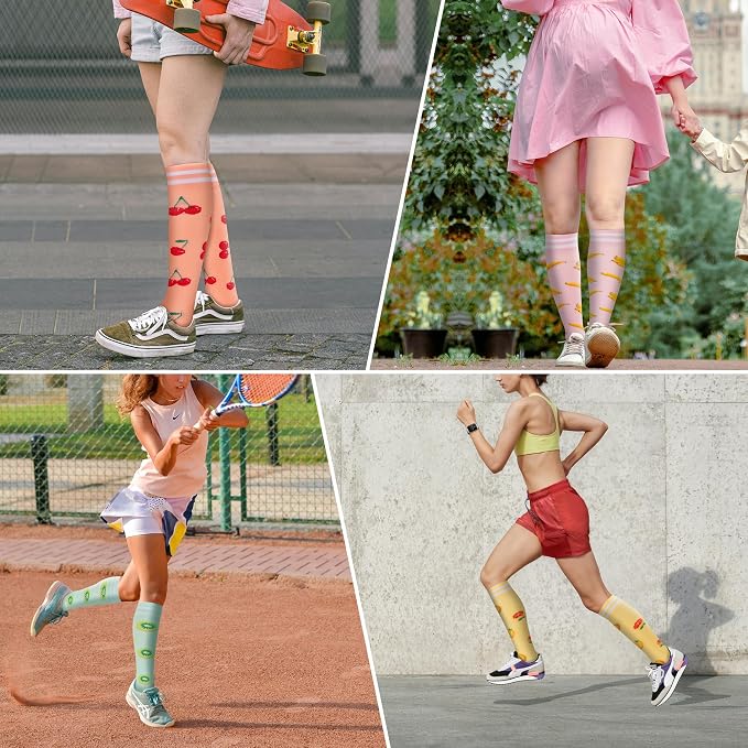 fenglaoda Compression Socks Women Men 4 Pairs, Knee High Support Socks for Running, Sports, Travel, Flight, Nurse - Image 6