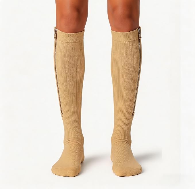 Utaly Zipper-Compression-Socks for Women & Men 15-20mmHg Knee-High Compression-Stockings Support Hose - Image 3