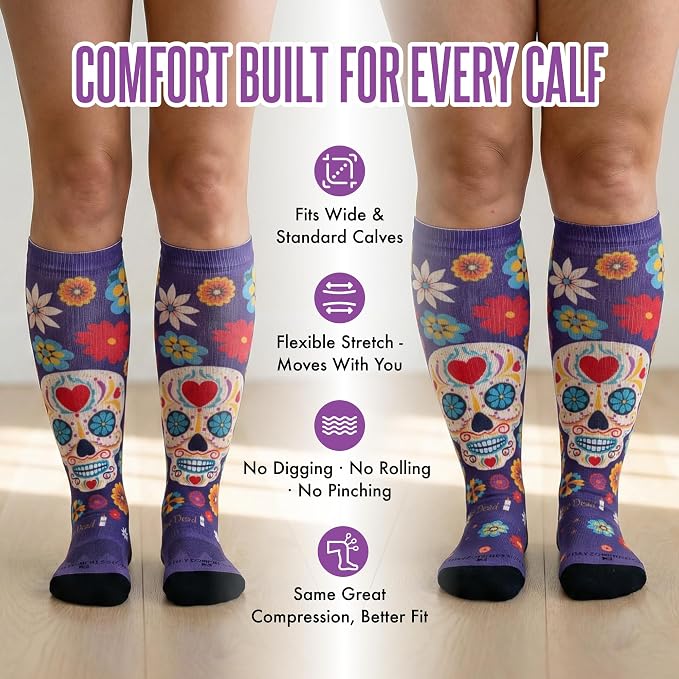 Crazy Compression Socks, Comfortable Support Socks for Recovery, Travel, Hiking, and Long-Hour Comfort w/Fun Designs - Image 8