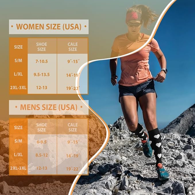 5/6 Pairs Graduated Compression Socks for Women&Men 20-30mmhg Knee High Socks Travel Hiking Running Stocking - Image 4