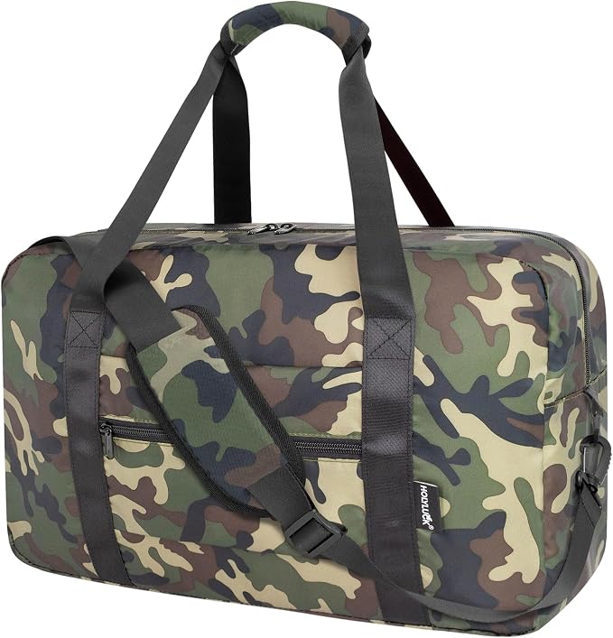 Duffle Bag for Travel Foldable Personal Item Travel Bag, 40L, Green Camo | Carry On Duffel Bag Women Men Frontier Airlines Personal Item Bag Hospital Weekend Overnight Trips by holyluck