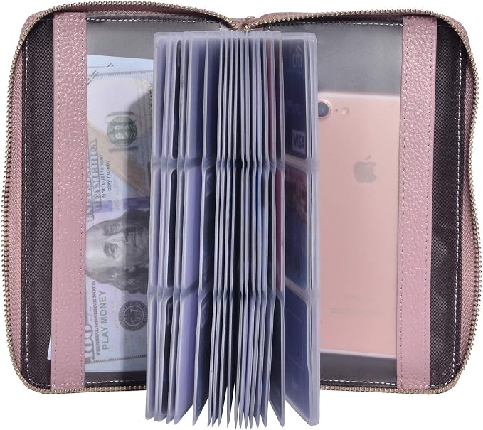 Easyoulife Credit Card Holder Wallet Womens Zipper Leather Case Purse RFID Blocking - Image 4