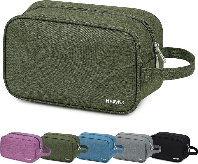 Narwey Travel Toiletry Bag for Women Traveling Dopp Kit Men Travel Bag for Toiletries Cosmetic Bag Makeup Bag Medicine Bag for Traveling (Army Green) by Narwey