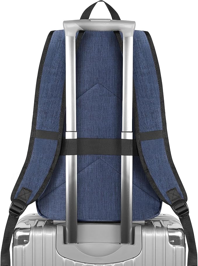 Mancro Laptop Backpack, 15.6 Inch Business Backpack Anti Theft Computer Bag | Water Resistant Travel Business Backpack with Lock and Laptop Compartment Fits 15.6 Inch Laptop for Men Women, Blue - Image 4