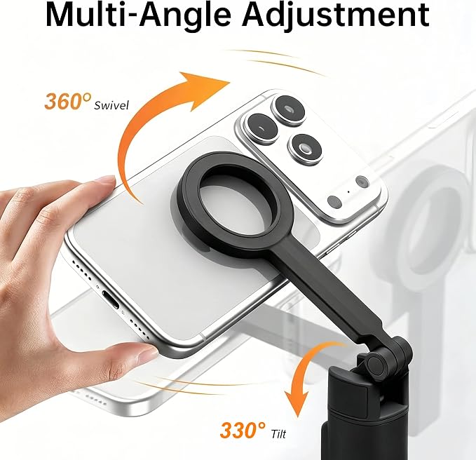 Magnetic Selfie Stick Tripod, 67" Aluminum Extendable Magnetic Holder for MagSafe, 360° Rotatable & 330° Tilt Travel Phone Tripod Stand with Wireless Remote for iPhone 12-17 Pro Max/Android/Samsung - Image 4
