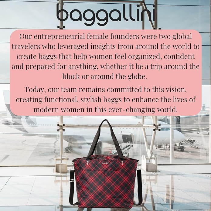 Baggallini Carryall Tote - Lightweight Nylon Zipper Top Weekender Travel Beach Bag w/Luggage Sleeve - Image 8
