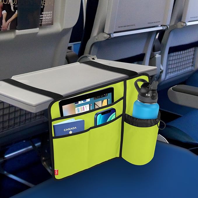 Airplane Seat Back Organizer & Storage, Airplane Tray Table Cover for Personal Items, Airline Seat Hanging Pockets Media Pouch,Reusable Travel Essentials,Fits Tablets,Cell Phone,Water Bottle (Green) - Image 7