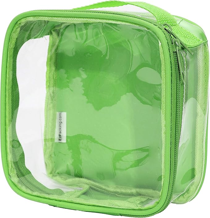 Clear TSA Approved 3-1-1 Travel Toiletry Bag for Carry On/Quart Size Transparent Liquids Pouch for Airport Security/Reusable See Through Vinyl & PVC Plastic Organizer Men Women (Green) by EzPacking