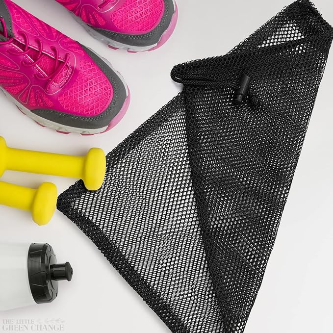 Small Mesh Bags Drawstring, 11.8"x7.48", 10 Pack, Nylon (Black), Reusable | Small Net Bag; Lightweight, Breathable; for Travel, Gym, Swimwear, Laundry, Sports, Beach Gear, Camping & Daily Organization - Image 7