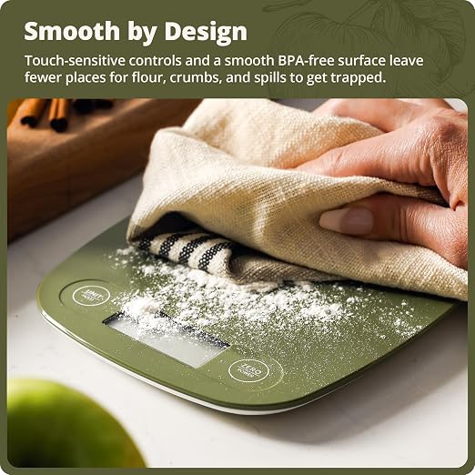 Greater Goods Food Scale, Slim & Compact Build, 1g Precision (Moss Green) | Digital Kitchen Scale for Cooking, Meal Prep & Portion Control, Tare, Auto Shut-Off, g/oz/lb/ml Conversion & Calorie Tracking - Image 6