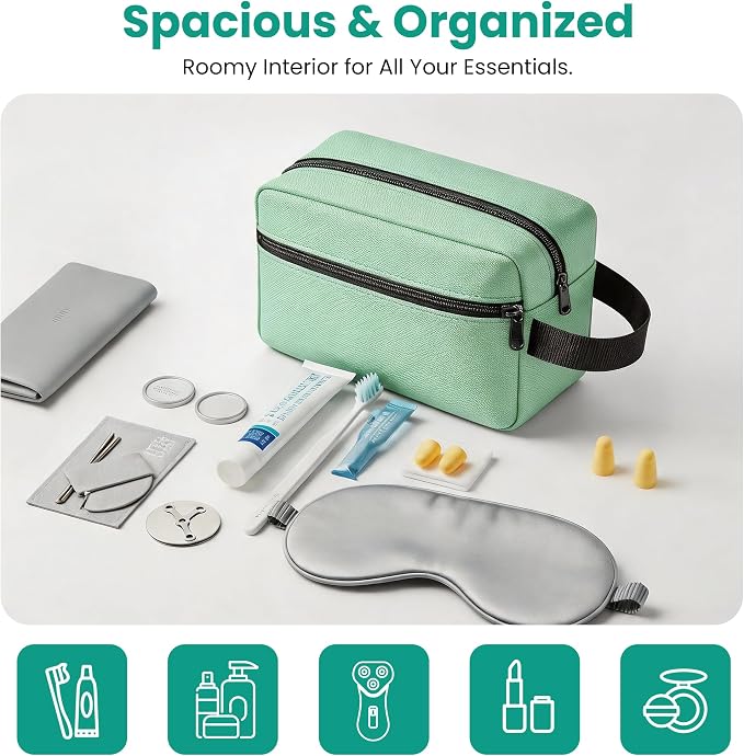 Travel Toiletry bag for Women and Men,Small Cosmetic Bag Hanging Lightweight Makeup Bag Small Tool Bag Travel Organizer accessories for Women Men - Avocado Green - Image 2