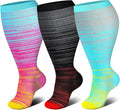 Genovega 3 Packs Wide Calf Compression Socks for Women Men Knee Hight S/M-4XL for Gifts by genovega