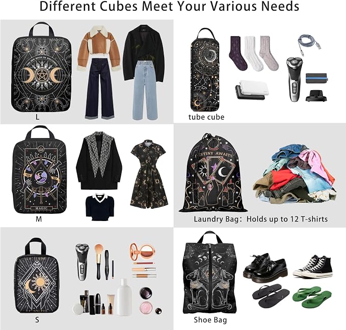 6 Pcs Compression Packing Cubes for Travel, Waterproof Luggage Organizer Washable Storage Bags Set - Packaging Cubes for Backpack Travel and Carry-Ons - Image 5