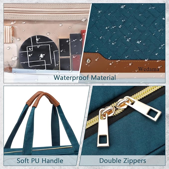 Toiletry Bag for Women, Hanging Travel Toiletry Bag with Jewelry Organizer Compartment Large Makeup Bag, PVC Waterproof Cosmetic Travel Bag for Travel Business Trips Camping Bathroom, Blue - Image 6
