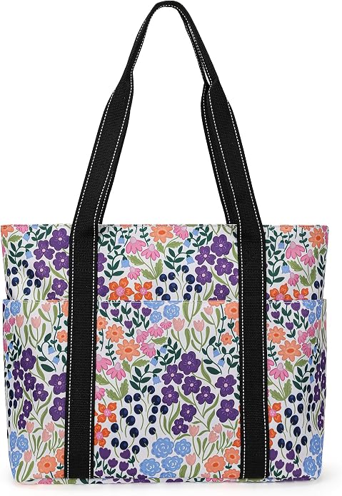 Tote Bag for Women with Laptop Compartment & Cup Holder,Nylon Bag for Work,Travel,Gym,Beach,Teacher,Nurse,School,Mom by HappiePeppie
