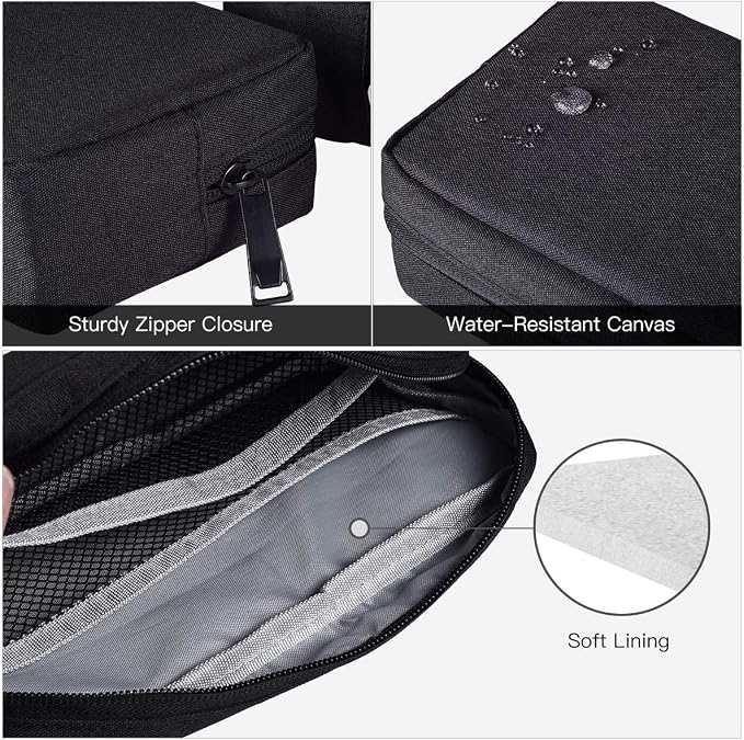 imComor Universal Electronics Accessories Case, 2-Pack Portable Soft Carrying Case Bag Wire Cable Organizer for Hard Drive, Power Adapter, Laptop Mouse, Cosmetics Kit, Small+Big-Black - Image 4