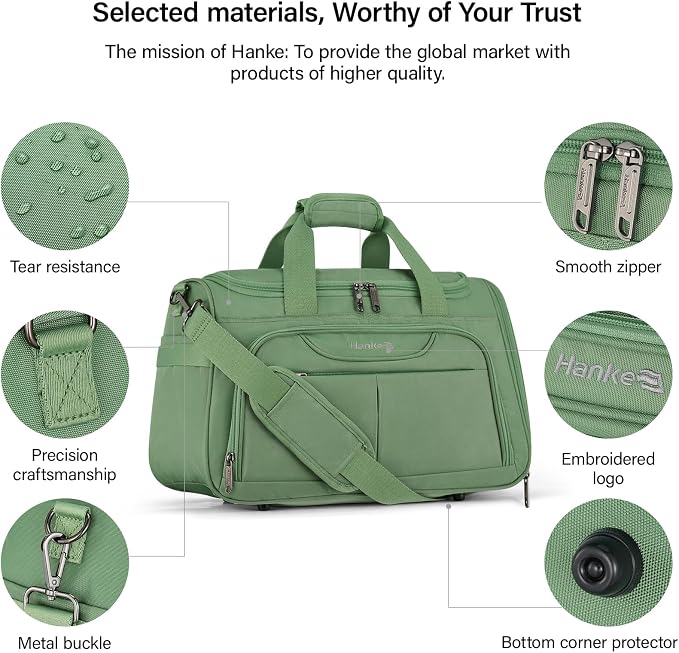 Hanke Small Underseat Carry On Luggage Bags for Travel with 10 Pockets. | Airline Approved Foldable Personal Bag w/ Luggage Sleeve; Tote Duffle & Bento Bag, Flight Attendant Weekender for Men & Women - Image 5
