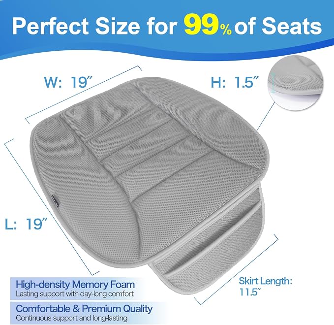 Lofty Aim Car Seat Cushion for Driving, Memory Foam Driver Seat Cushion | Car Seat Cushion for Long Driving, Automotive Seat Cushion for Pain Relief, Car Seat Pillow Fits Vehicles, Office, 4D Gray - Image 5