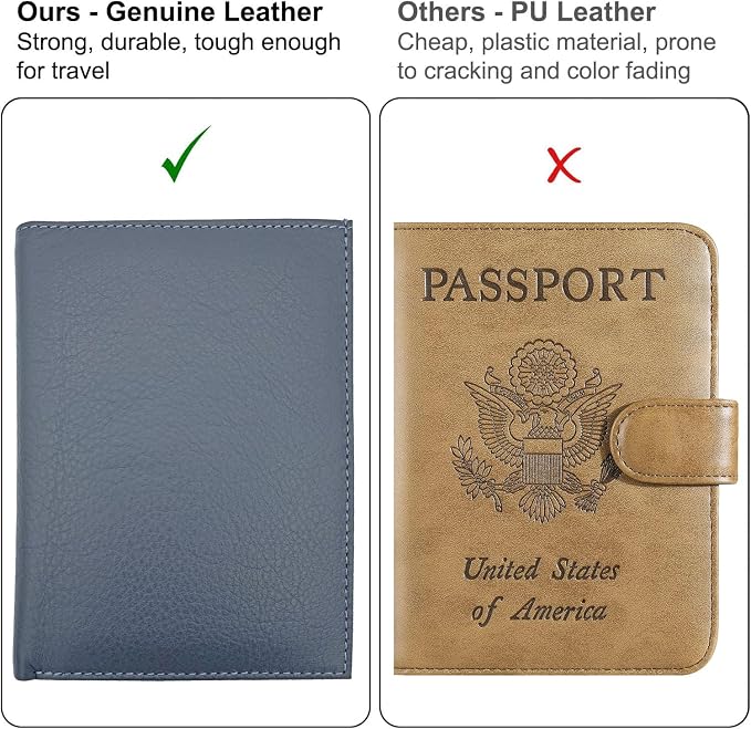 Grey RFID Genuine Leather Passport Wallet - Image 5