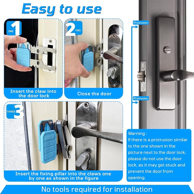 Retractable Portable Door Lock，Automatically adapts to Doors of Different Sizes，Suitable for Travel Hotels Apartments Universities，1 Pack - Image 3