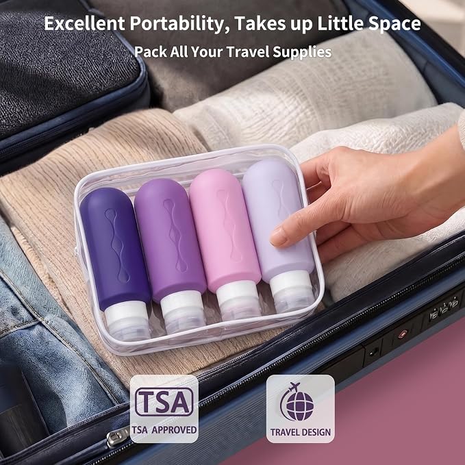 Gemice Travel Bottles for Toiletries, Tsa Approved Travel 6oz Size Containers with Clear Bag, BPA Free Leak Proof Travel Tubs Refillable Liquid Travel Accessories for Cometic Shampoo Lotion - Image 4