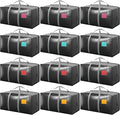 12 Pack Moving Bags with Full-Open Side Zipper, Extra Large 93L Heavy Duty Waterproof Foldable Storage Totes for College Dorm, Moving & Home Organization Gray by RMOHRO
