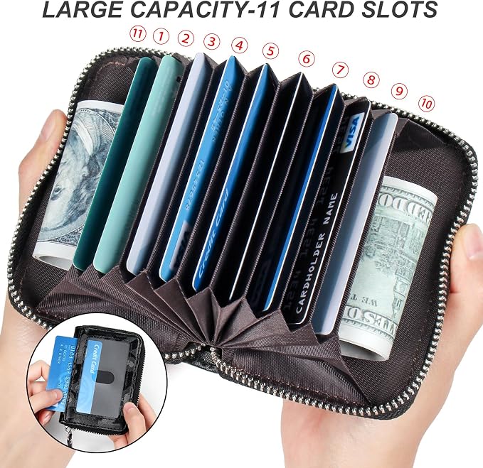 Credit Card Wallet, RFID Card Case Wallet, Zipper Card Cases Holder for Men Women, RFID Blocking, KeyChain Wallet, Compact Size Card Organizer Case for Women - Image 3