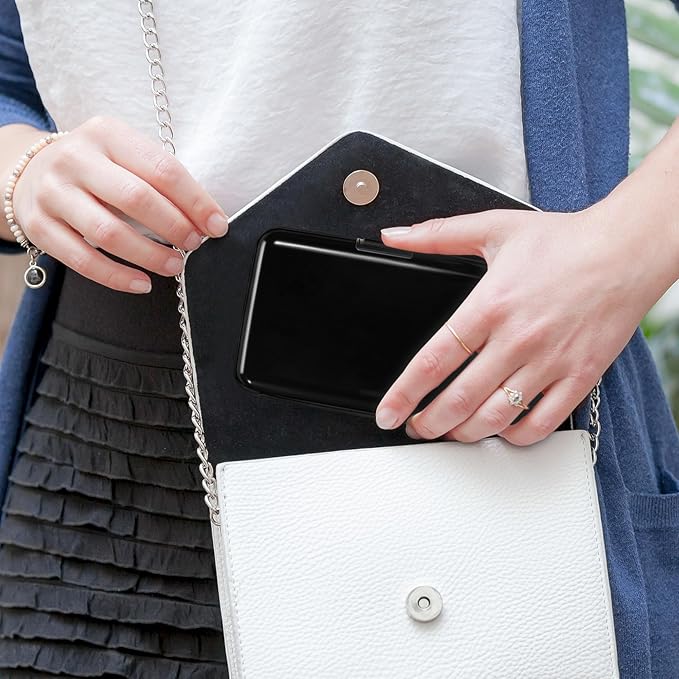 Mayski Credit Card Holder for Women RFID Blocking Wallet, Black | Card Wallets for Women Small Mini Business Metal Accordion Aluminum Alloy Hard Case for Men - Image 7
