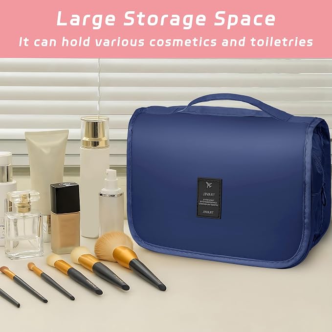 Toiletry Bag Travel Bag with Hanging Hook for Women Men,Royal Blue | Waterproof Small Capacity Hanging Multifunctional Makeup Bag for Toiletries, Portable Cosmetic Bag Travel Organizer - Image 6