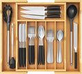 Lifewit Silverware Drawer Organizer, Wooden Utensil Tray for Kitchen | Expandable Flatware and Cutlery Holder, Adjustable Storage for Spoons Forks Knives, 13-22x15", Natural by Lifewit