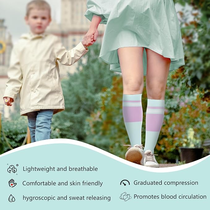 fenglaoda Compression Socks Women Men 4 Pairs, Knee High Support Socks for Running, Sports, Travel, Flight, Nurse - Image 5
