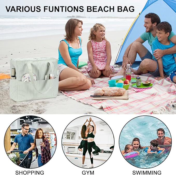 Bluboon Beach Bags for Women, Large Waterproof Tote Bag With Wet Compartment for Pool Weekender Travel Gym - Image 6