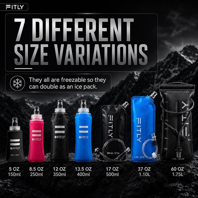 FITLY Soft Flask - Shrink As You Drink Soft Water Bottle for Hydration Pack - Folding Water Bottle Ideal for Running, Hiking, Cycling, Climbing & Rigorous Activity - Image 7