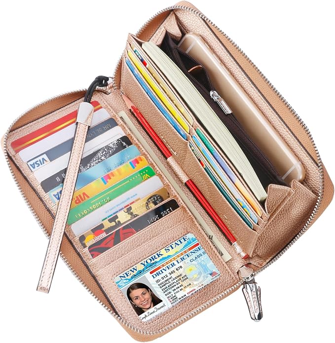 Small Compact Women Wallet RFID Blocking Genuine Leather Bifold Purse with ID Windows - Image 2