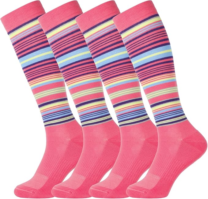 +MD Cotton Compression Socks for Women & Men 4/6 Pairs 15-20mmHg Knee High for Sports, Travel, Nursing Long Sitting Standing by MD