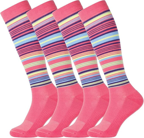 +MD Cotton Compression Socks for Women & Men 4/6 Pairs 15-20mmHg Knee High for Sports, Travel, Nursing Long Sitting Standing by MD